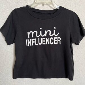 Mik Mesh Charcoal Gray Crop Mini Influencer Graphicin Short Sleeve T-Shirt Large